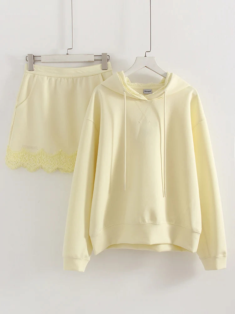 Women's Tracksuit Wide Leg Sweatpants And Hoodies Set Butter Yellow Plain 2 Pieces Pants Set For Women Joggers And Hoodie Set