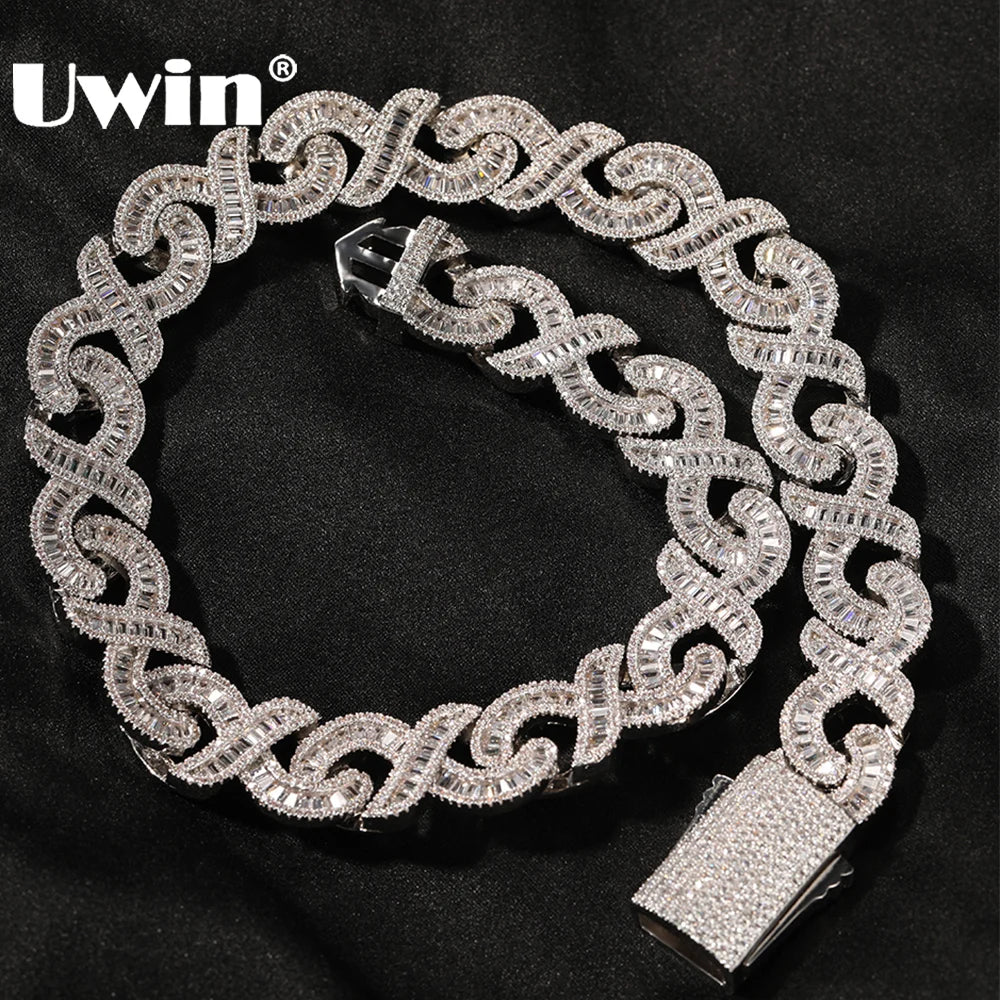 AAA CZ Baguettecz Prong Setting Cuban Link Chain/Choker