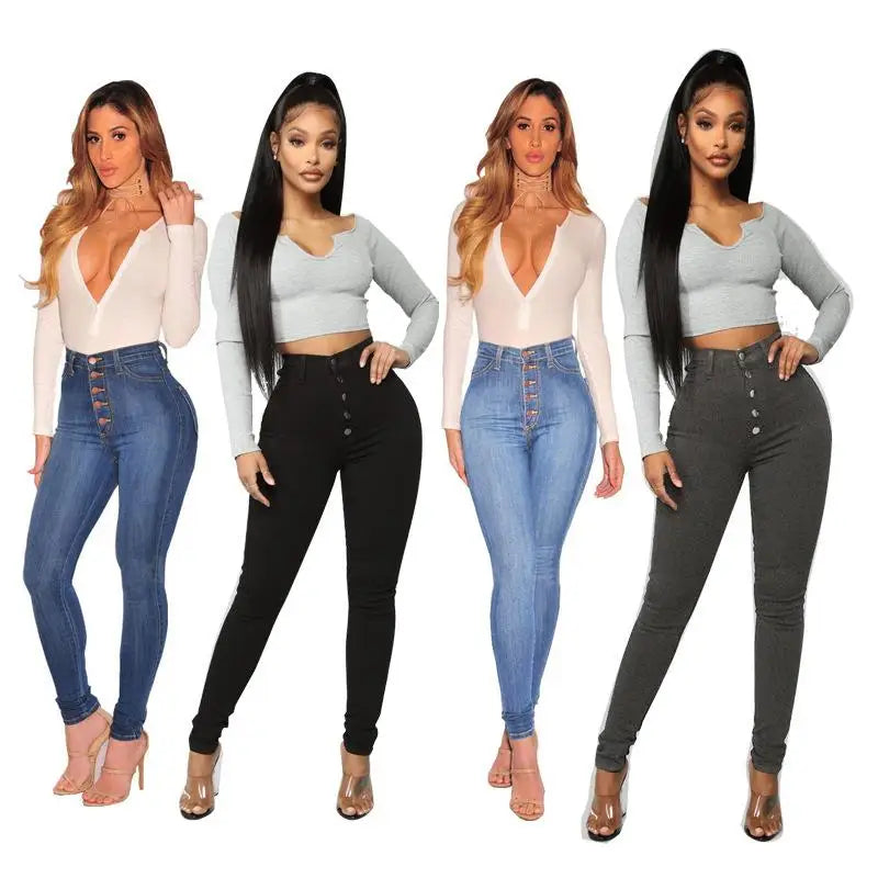 High Waist Slim Fit Denim Jeans