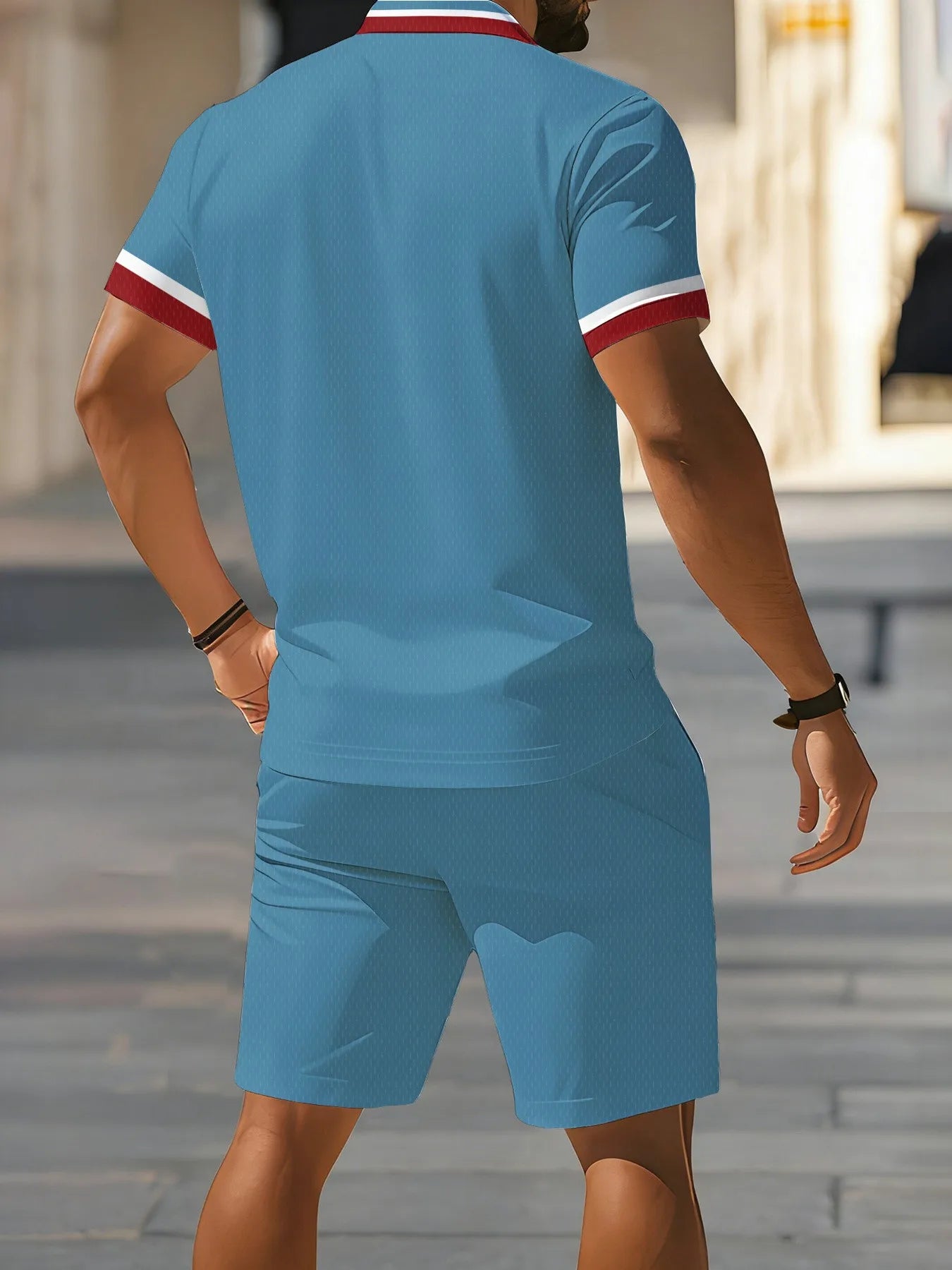 2026 Summer New Men's Polo Shirt Set - Street Casual Fashion Comfortable Soft Breathable Lightweight 3D Letter Pattern Print