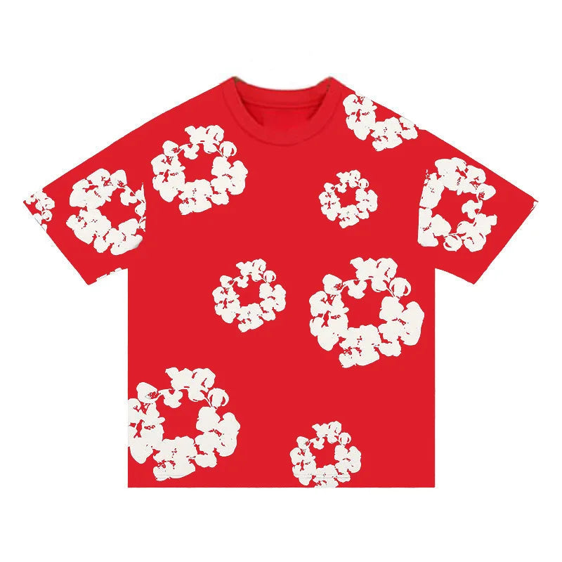 Floral Print T Shirt Shorts Set Oversized Graphic Tee Hip Hop Summer Casual Matching Outfit