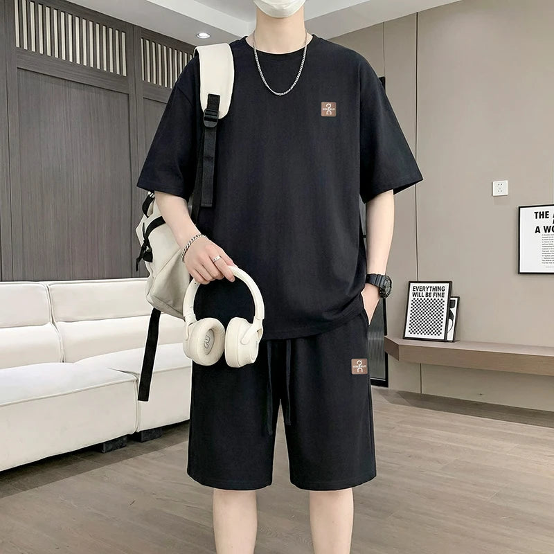 Men's T-Shirt Set New Summer Fashion Unique Tie-Dye Street Style Trendy Sports Casual Two-Piece Suit