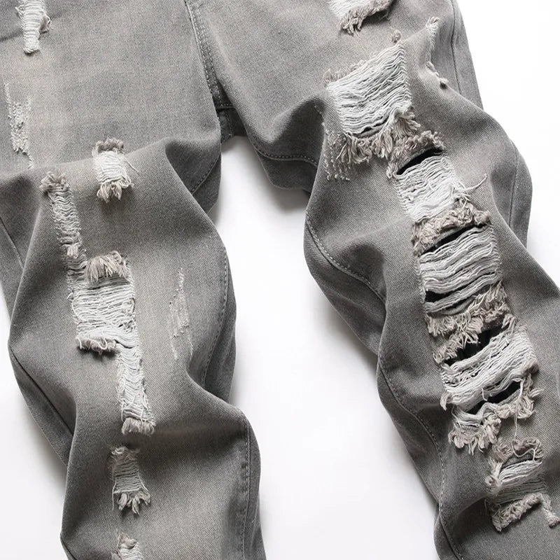 Casual Gray  Ripped Jeans