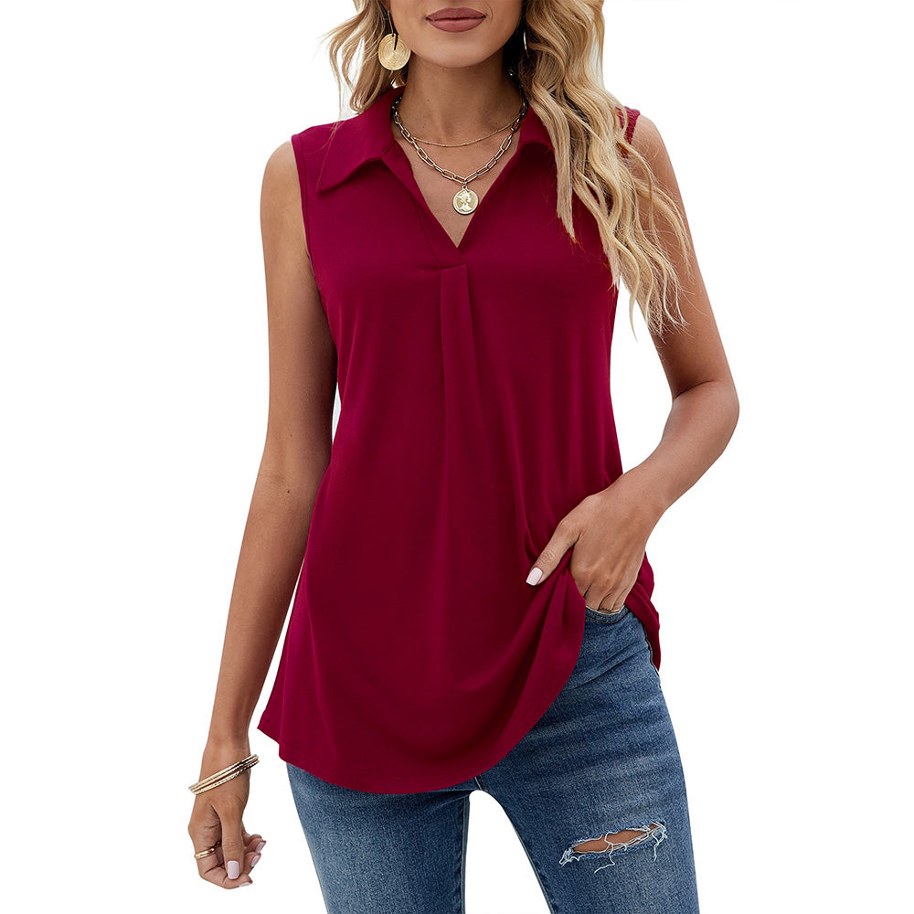 Mothers Day Gifts -Womens Summer Tank Loose Fit Causal Polo Shirts