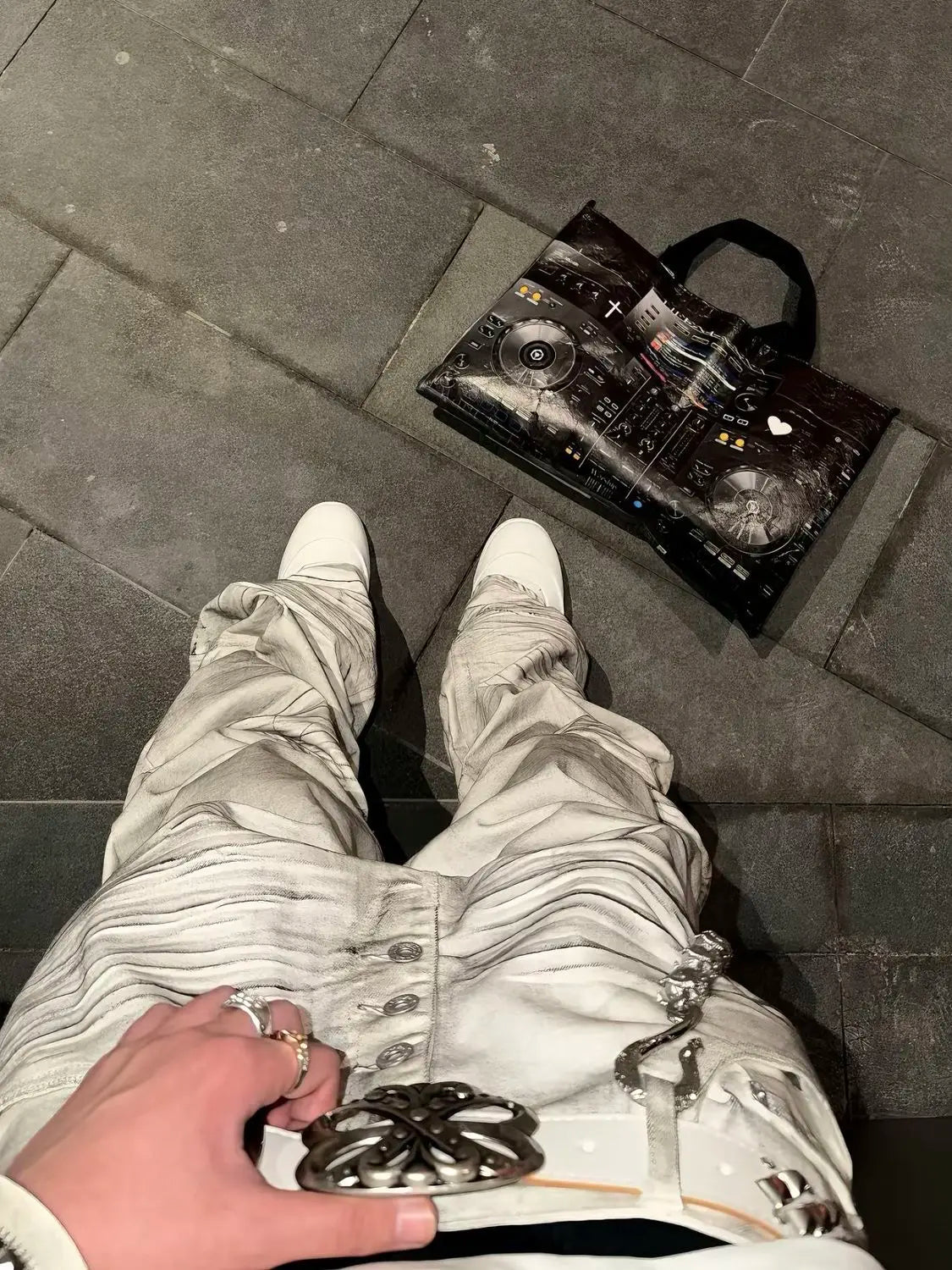 Men's Stacking Effect Casual Pants Dirty White Streetwear Boy Bottom Wide-leg Trousers High Waist Sweatpants Male Long Pants