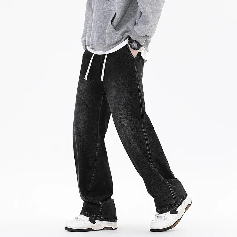 Spring Autumn New Streetwear Loose Jeans Men Korean Style Fashion Loose Straight Wide Leg Pants Men's Brand Clothing S-3XL