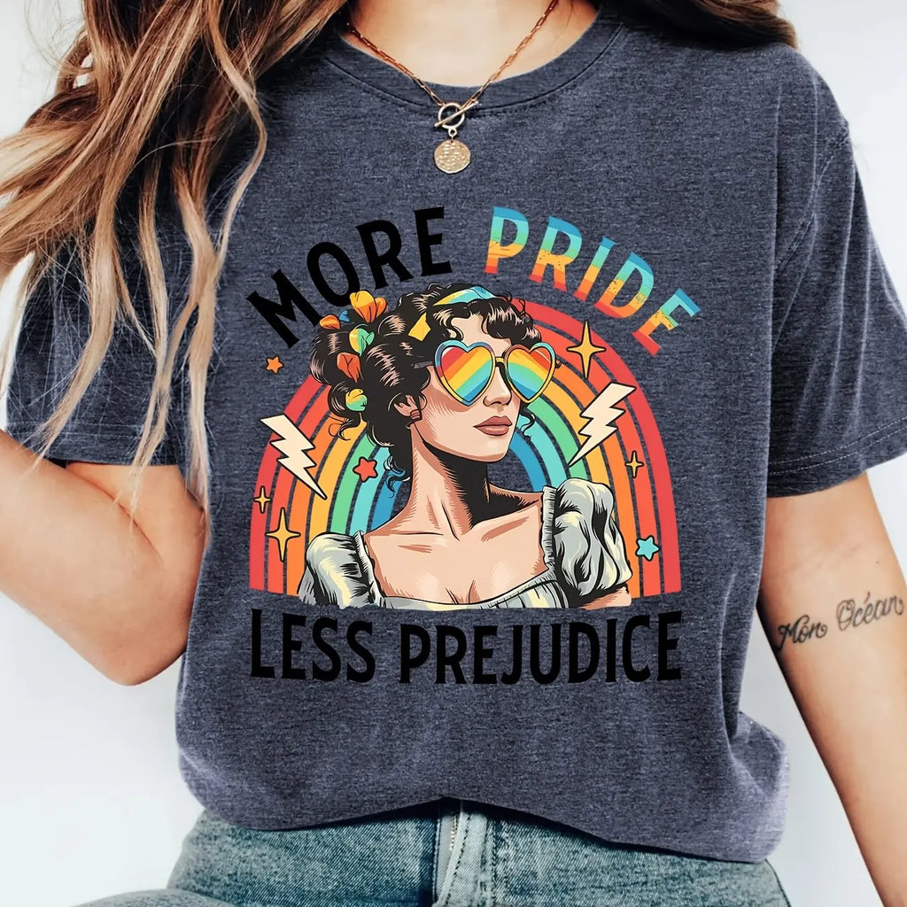 Women Casual Short Sleeve T-Shirt Rainbow Pride Graphic Print Crew Neck Soft Daily Wear Tees