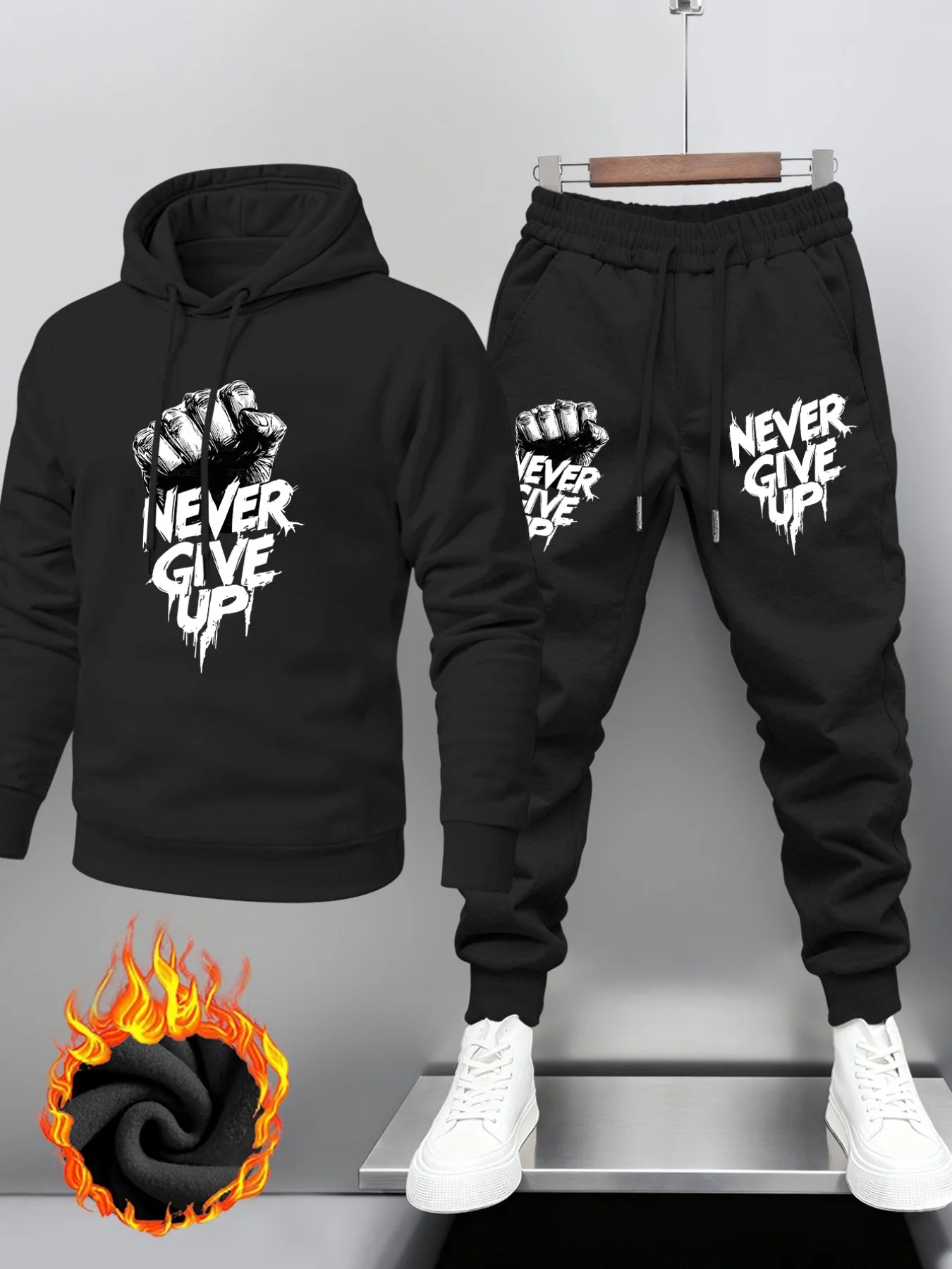 Men's hoodie and pants set. Loose fit, comfortable and versatile. Hip-hop style men's hoodie and pants set.