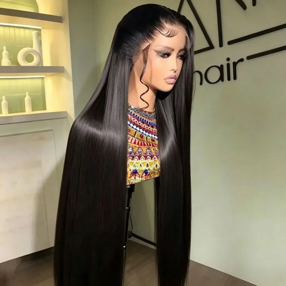 16in-38in Straight Human Hair Wigs Glueless 13X6 HD Transparent Lace Front Wig