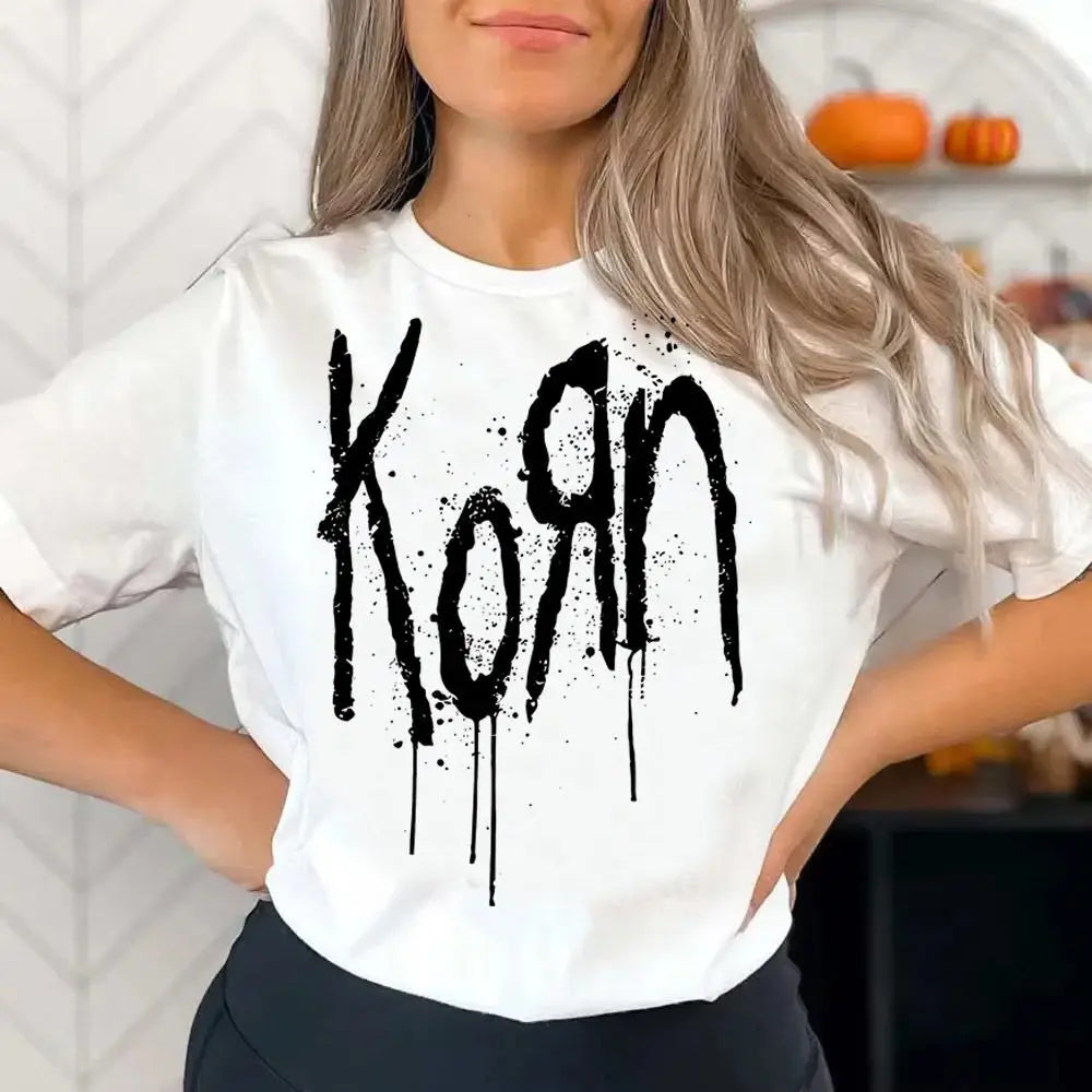 Korn shirt teen Breathable Graphic 2000s hip hop t shirt anime kawaii hip hop korean clothes Breathable Y2k