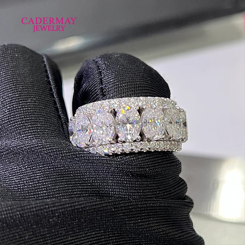 3 Rows Moissanite Eternity Ring .925 Sterling Silver