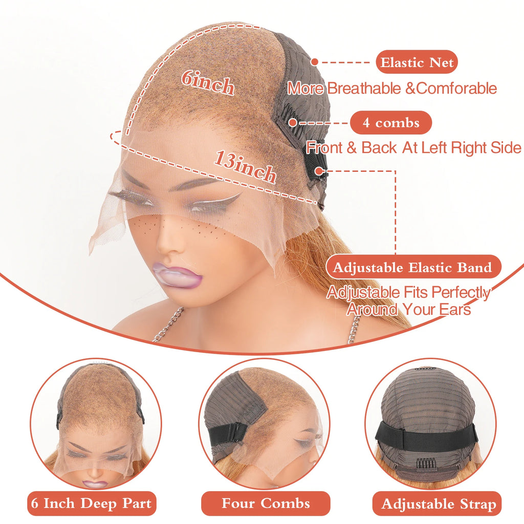 20inch-38in 13x6 HD Lace Front Body Wave Human Hair Wig