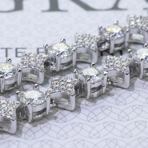 .925 Sterling Silver Moissanite Star Tennis Chain