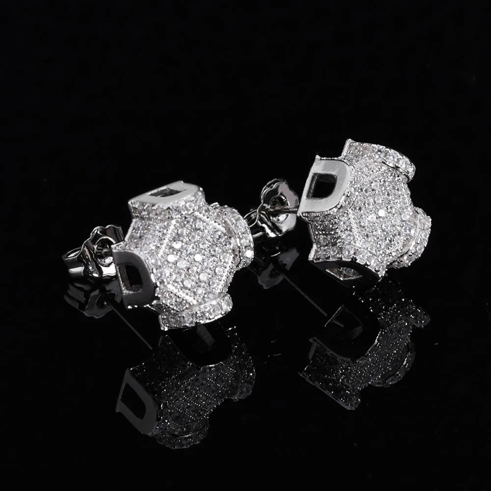 ESKEEM Fine Jewelry 12mm Iced Out Diamond VVS Moissanite Earrings Men 925 Sterling Silver Stud Earrings Women Jewelry