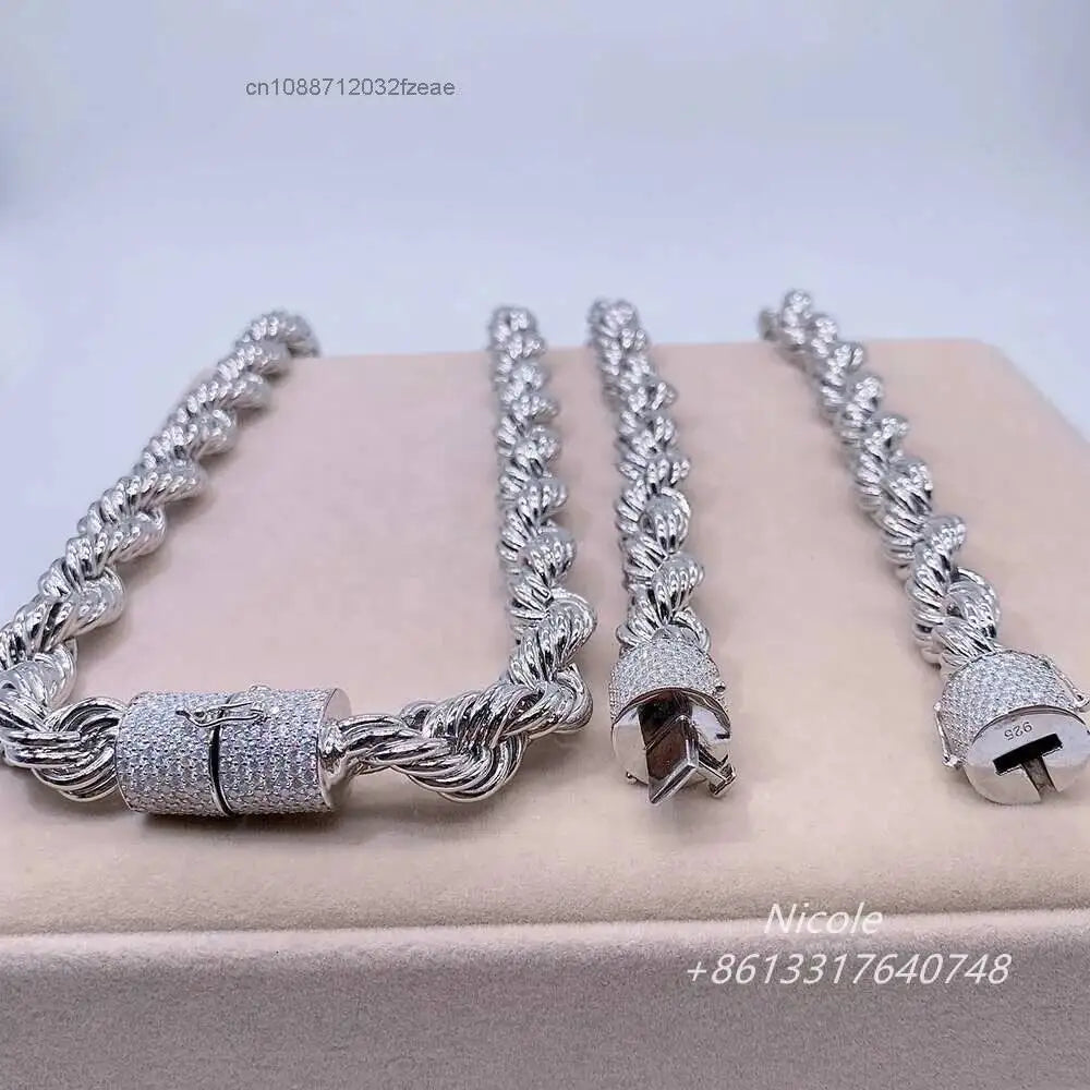 Iced Out Moissanite  925 Sterling Silver Twist Necklace