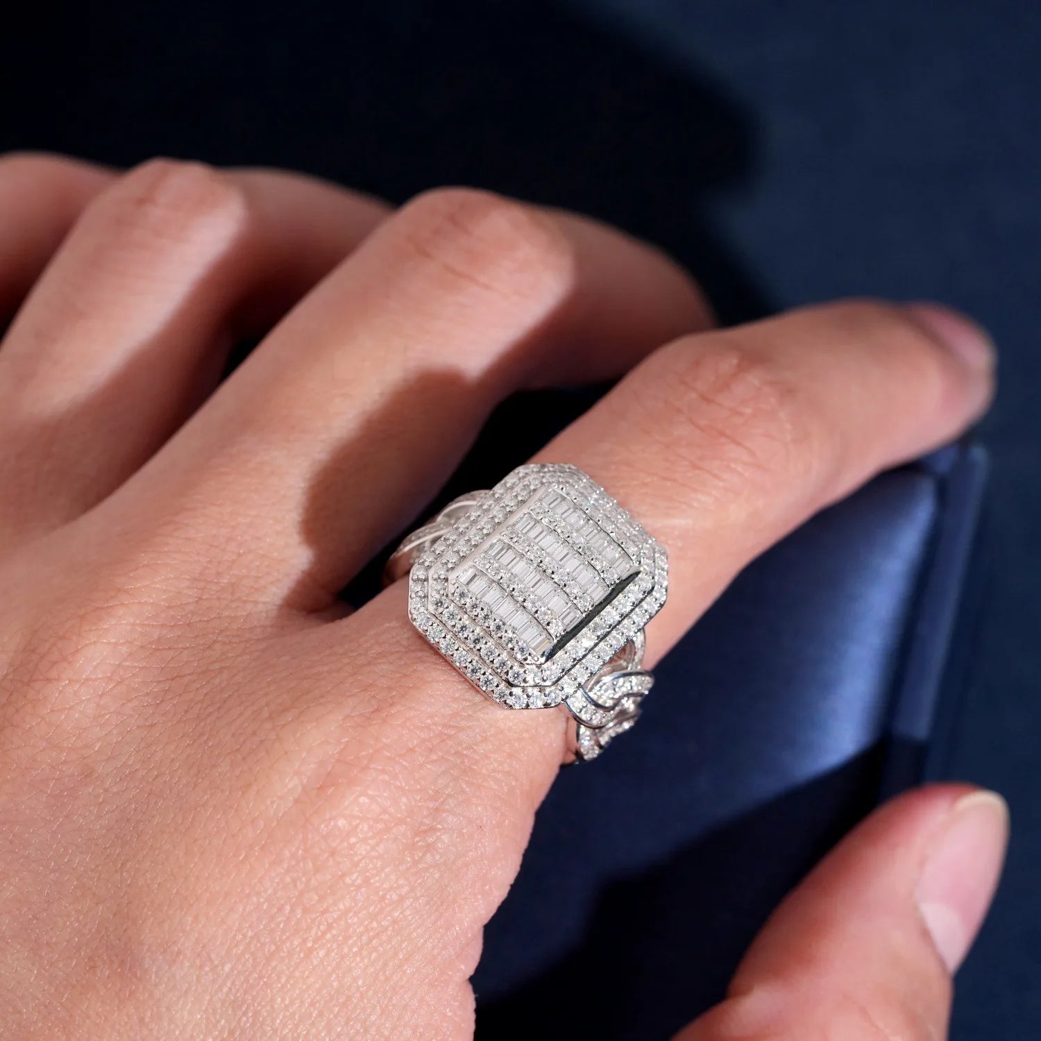 925 Silver / Moissanite Baguette Ring