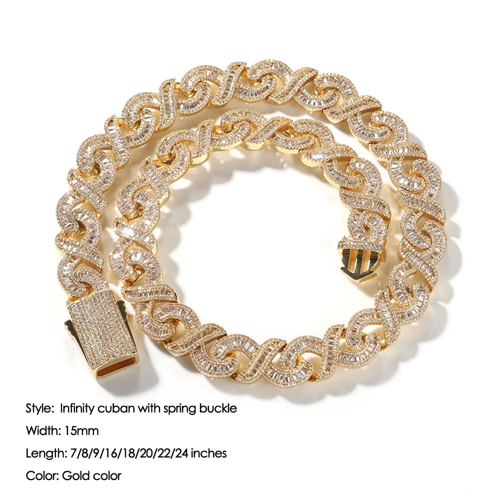 AAA CZ Baguettecz Prong Setting Cuban Link Chain/Choker