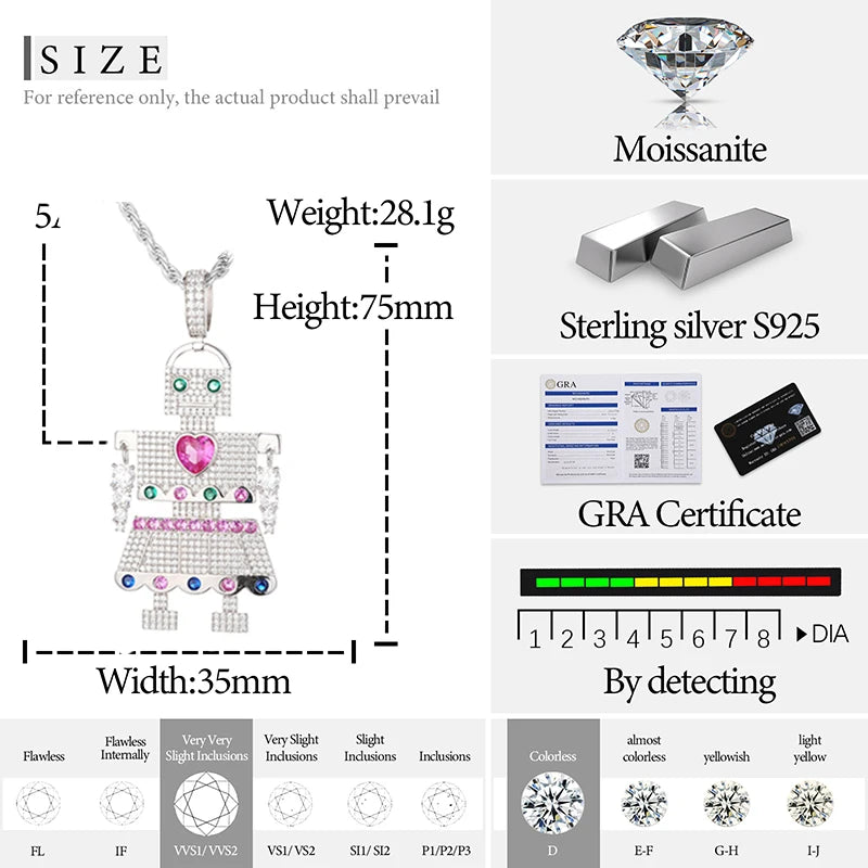 High Quality Skull Pendant Silver 925 Moissanite Iced Out Pendant