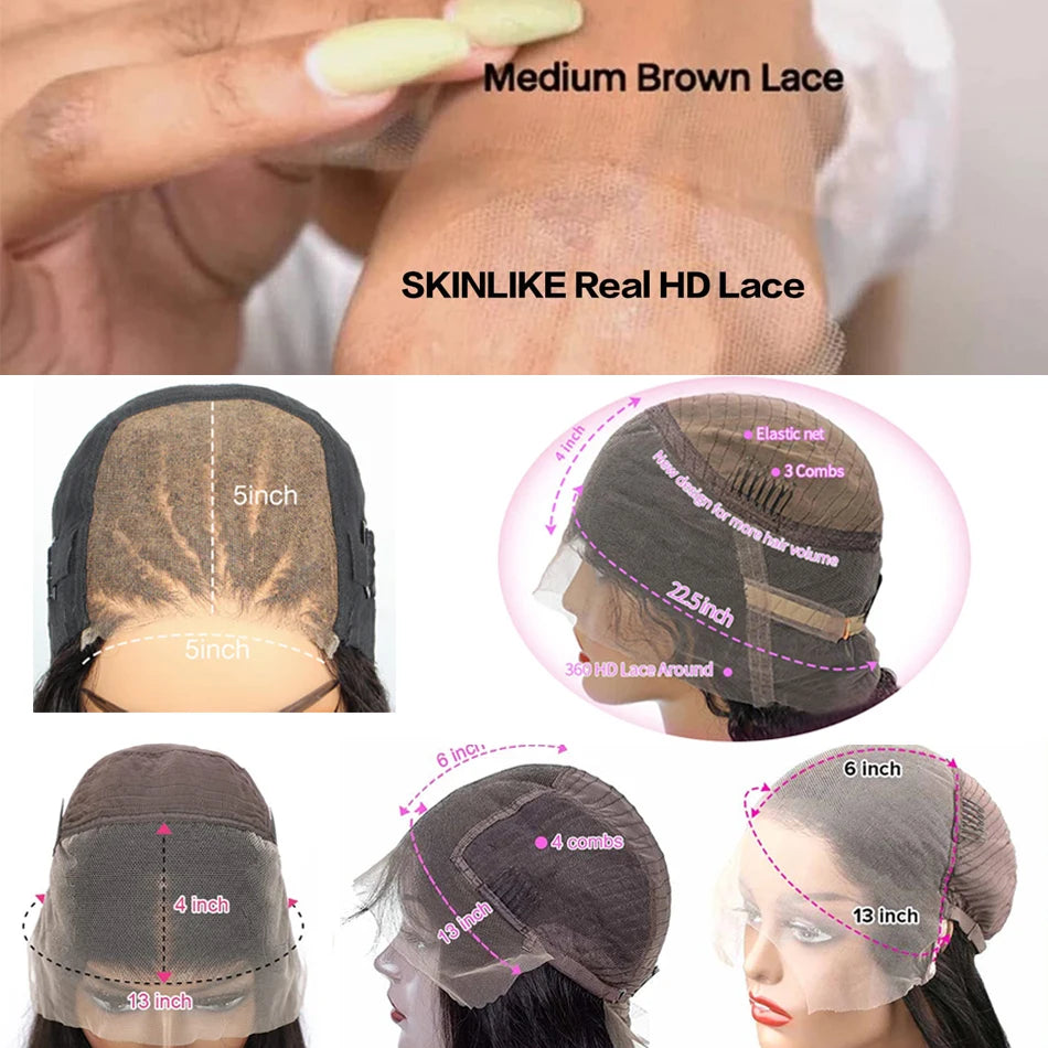 16in-34in 13x6 HD Lace Front Human Hair Wigs Loose Wave Glueless Wig