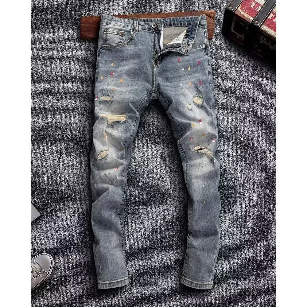 Distressed Faded Slim-fit Jeans (Ripped)
