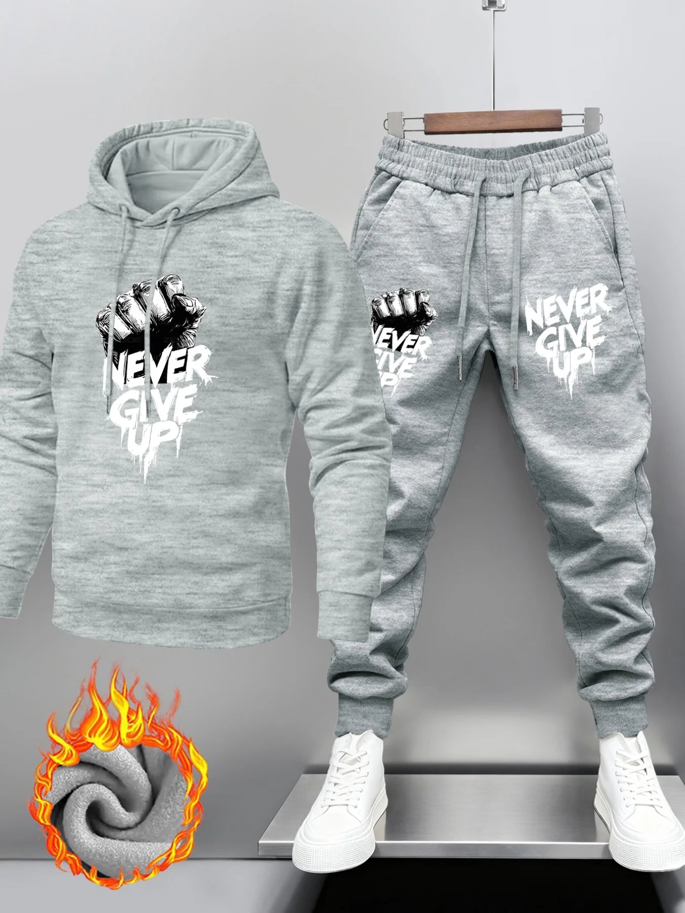 Men's hoodie and pants set. Loose fit, comfortable and versatile. Hip-hop style men's hoodie and pants set.