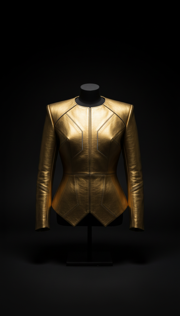 Structured Jacket in Metallic Gold