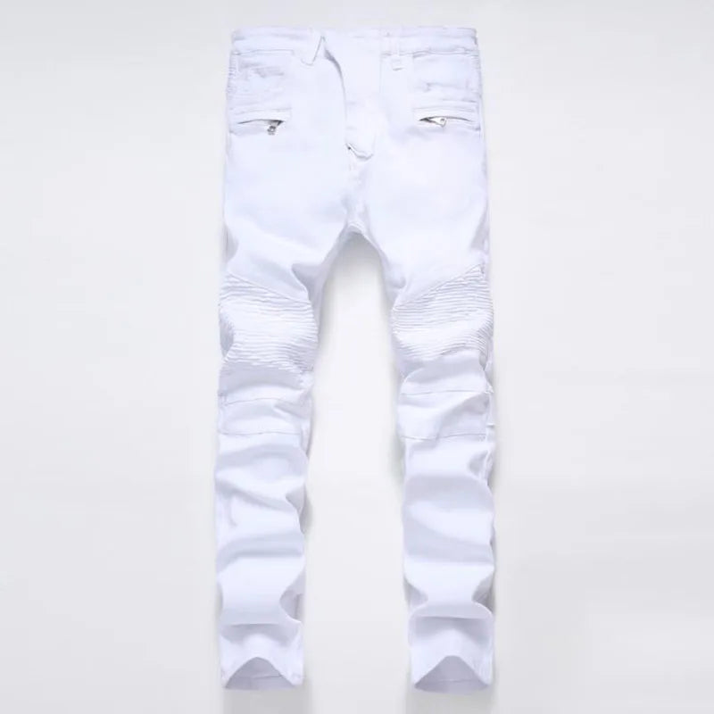 ens Moto Biker Straight Jeans Spring Autumn Punk Streetwear Trouers Casual Denim Designer Pants Size 28-42