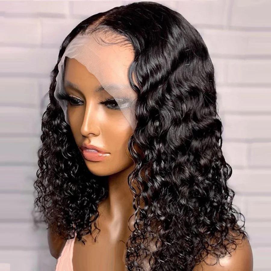 Density Jerry Curl 4x4 Short Bob 13x4 Lace Front Human Hair Wig